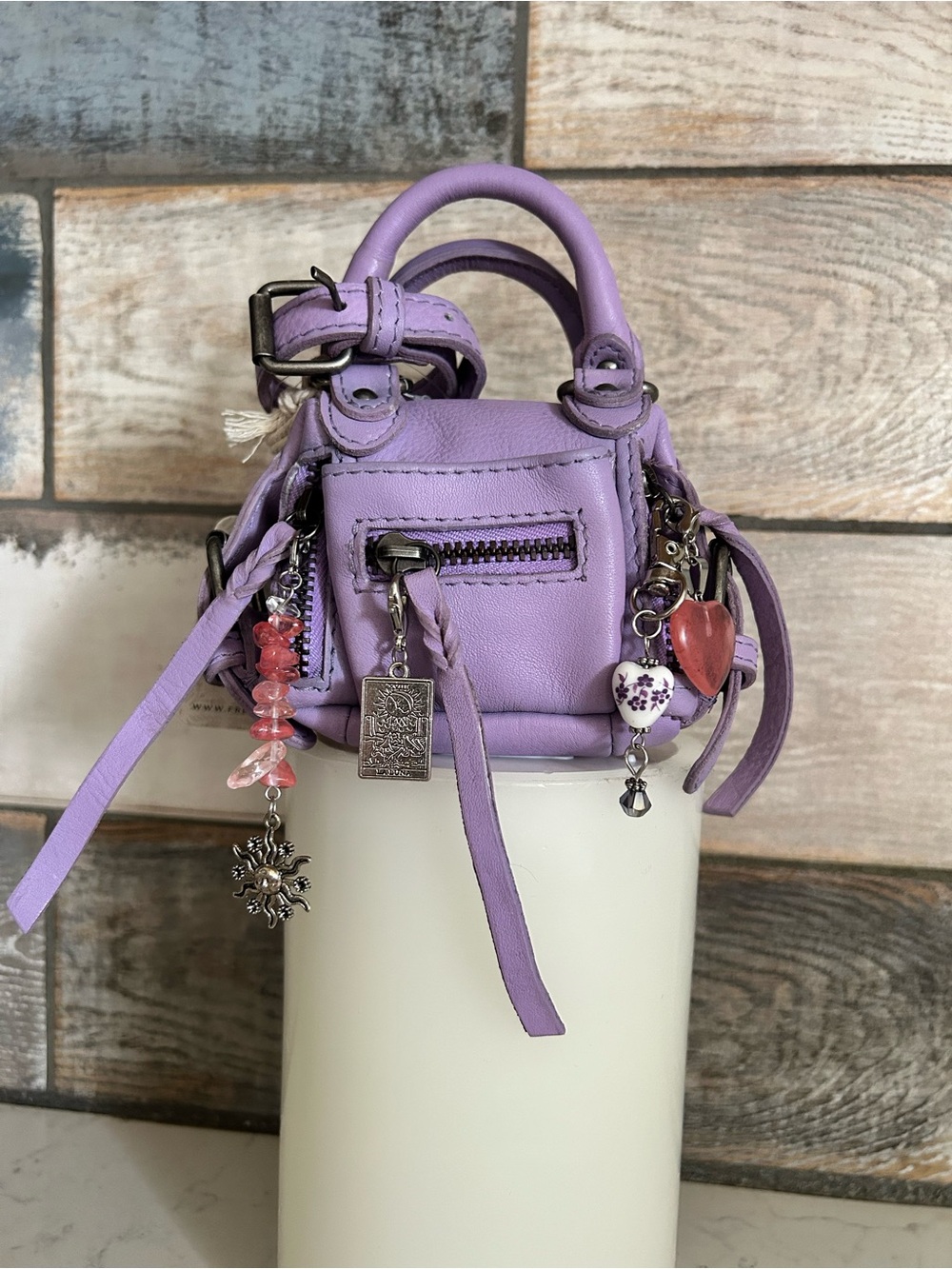 NWT Free People We The Free Micro Emerson in Lilac with Included Bag Charms